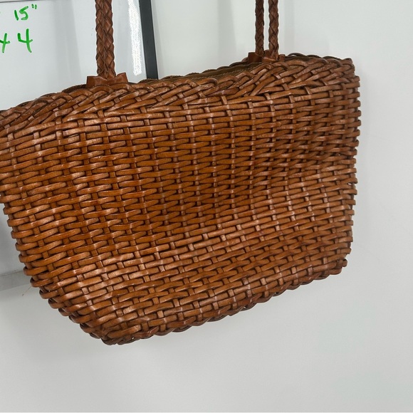 Ellepi Handmade Brown Woven Leather Women's Bag Basket Weave 15” Strap Shoulder - Picture 2 of 8